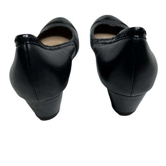 Cole Haan ELSIE Black Patent Leather Cap Toe Slip On Wedge Heel Shoe Size 9B - Picture 5 of 9